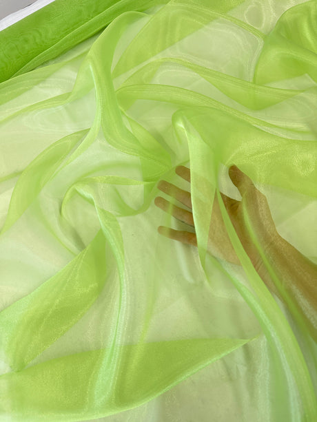 Sheer Crystal Organza Lime Green