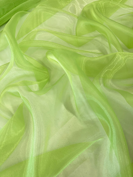 Sheer Crystal Organza Lime Green
