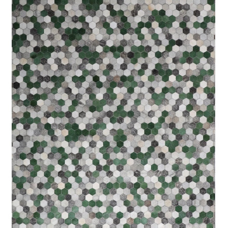 Patchwork PCH220 Green Cowhide Patchwork Fabric - Green Geometric Octagon Design, 5' X 7' (1 Unit)