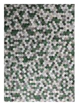 Patchwork PCH220 Green Cowhide Patchwork Fabric - Green Geometric Octagon Design, 5' X 7' (1 Unit)