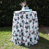 Round Scuba Tablecloth 132 Inch Orchid Black