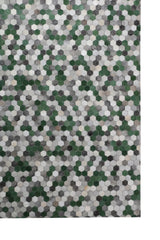 Patchwork PCH220 Green Cowhide Patchwork Fabric - Green Geometric Octagon Design, 5' X 7' (1 Unit)