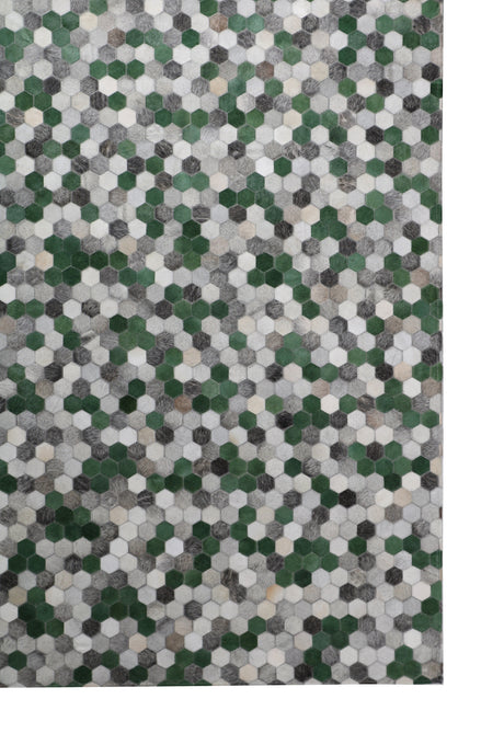 Patchwork PCH220 Green Cowhide Patchwork Fabric - Green Geometric Octagon Design, 5' X 7' (1 Unit)