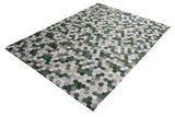 Patchwork PCH220 Green Cowhide Patchwork Fabric - Green Geometric Octagon Design, 5' X 7' (1 Unit)