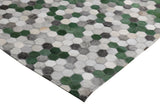 Patchwork PCH220 Green Cowhide Patchwork Fabric - Green Geometric Octagon Design, 5' X 7' (1 Unit)