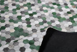 Patchwork PCH220 Green Cowhide Patchwork Fabric - Green Geometric Octagon Design, 5' X 7' (1 Unit)