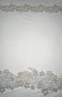 Polyester Fabric Plumeria Double Border White Glitter