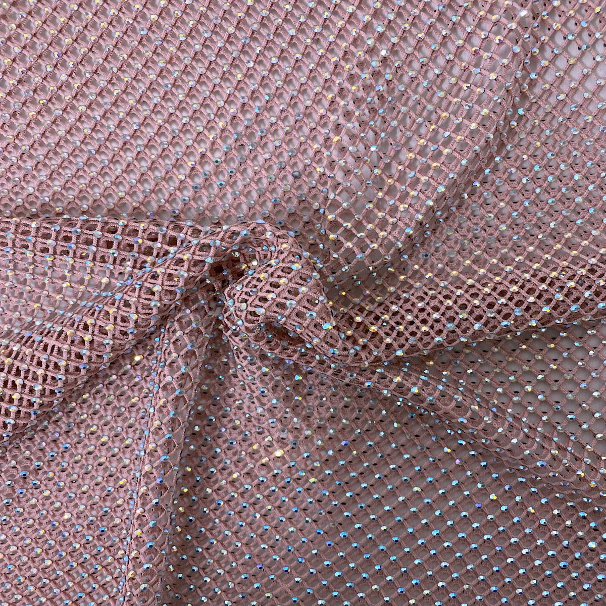Rhinestone Fishnet Lace Fabric