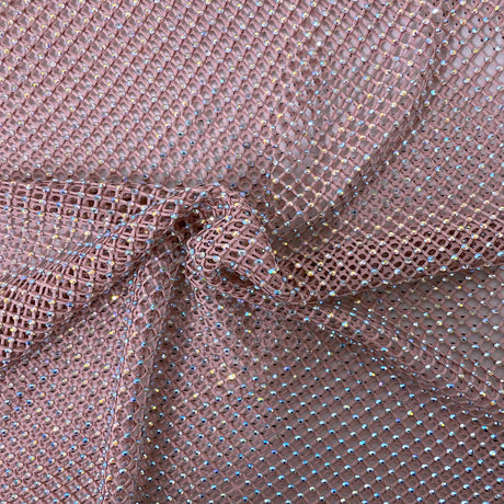 Rhinestone Fishnet Lace Fabric