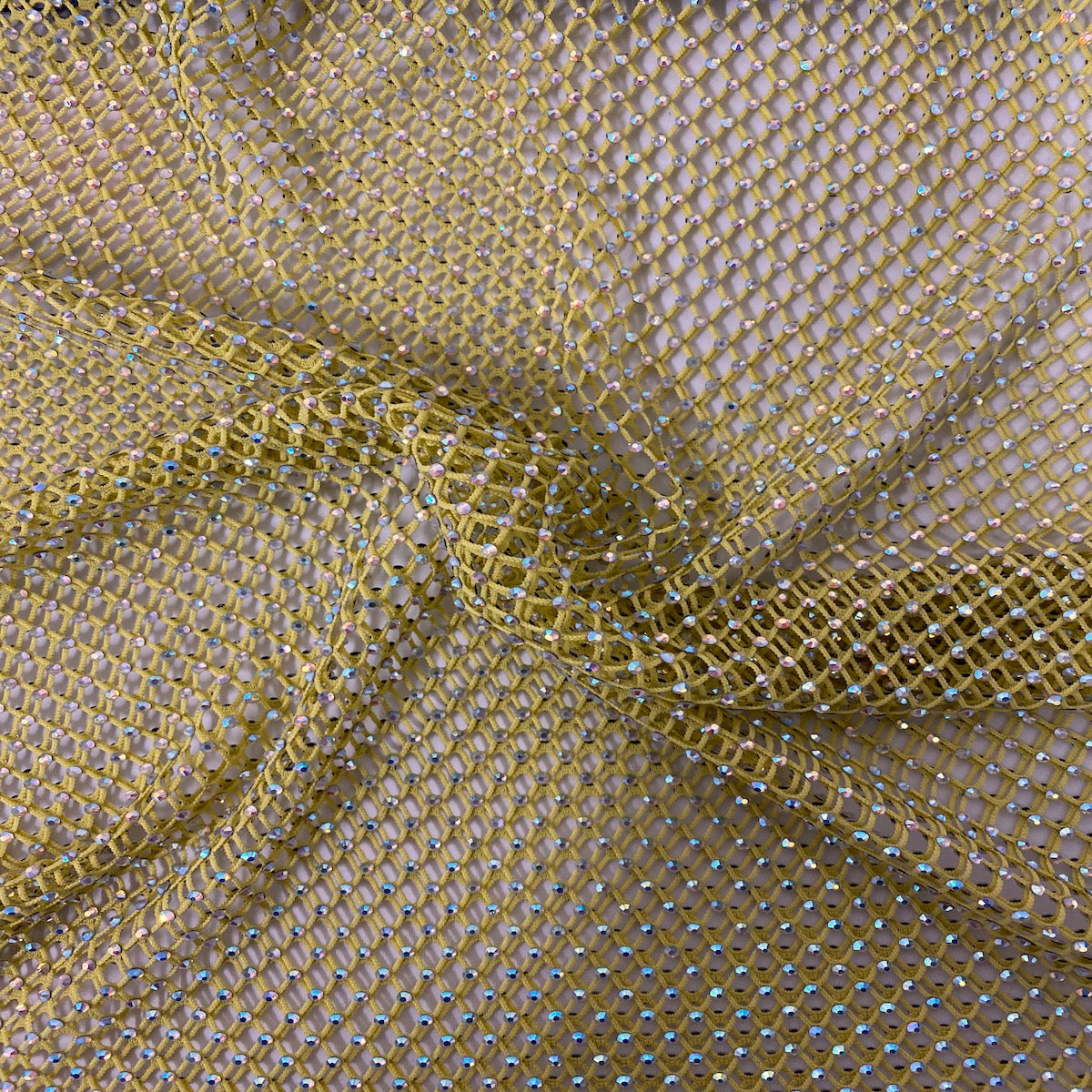 Rhinestone Fishnet Lace Fabric