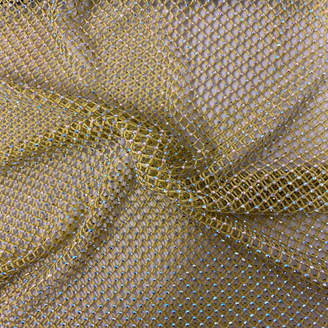 Rhinestone Fishnet Lace Fabric