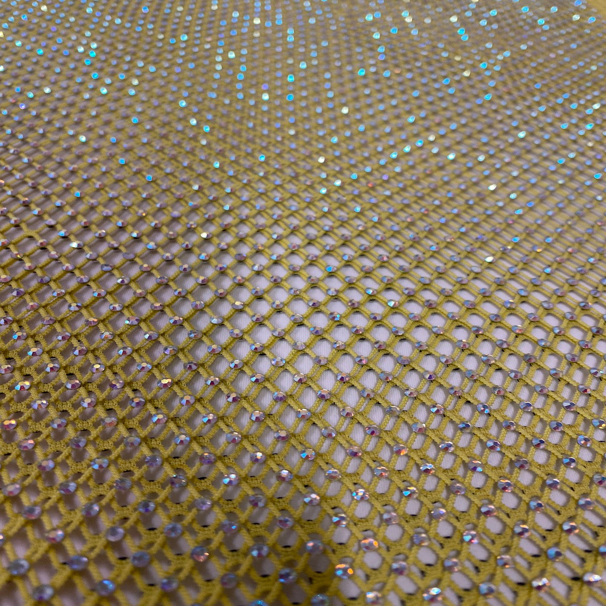 Rhinestone Fishnet Lace Fabric