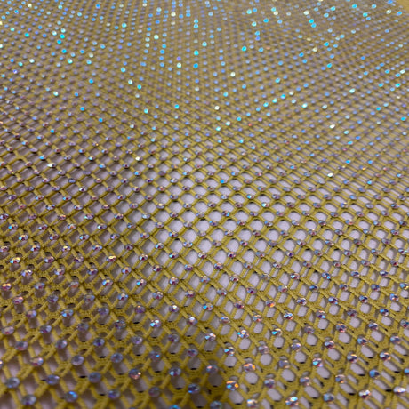 Rhinestone Fishnet Lace Fabric