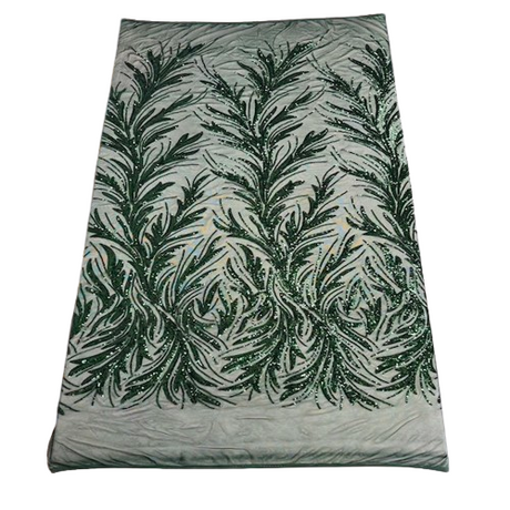 Stretch Sequins Fabric Floral Leaf Mesh