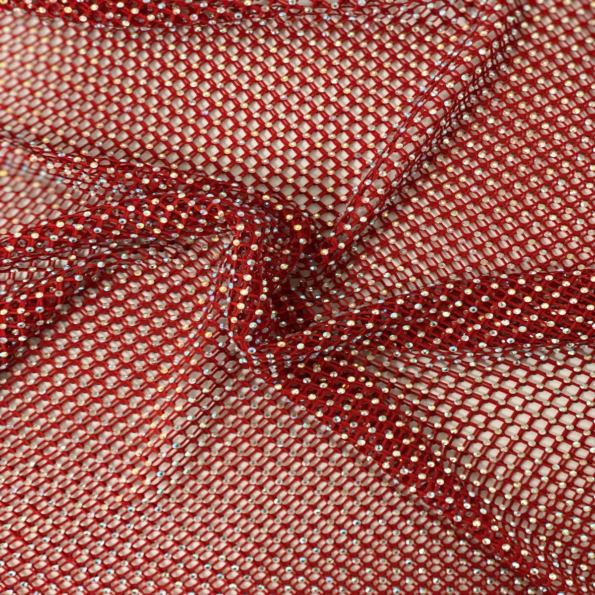 Rhinestone Fishnet Lace Fabric