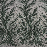 Ariba Floral Leaf Stretch Sequins Fabric - Nylon Spandex Mesh Fabric, 4-Way Stretch, 60" Width, 52" Sequins Width (1 Yard)