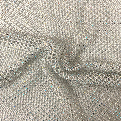 Rhinestone Fishnet Lace Fabric
