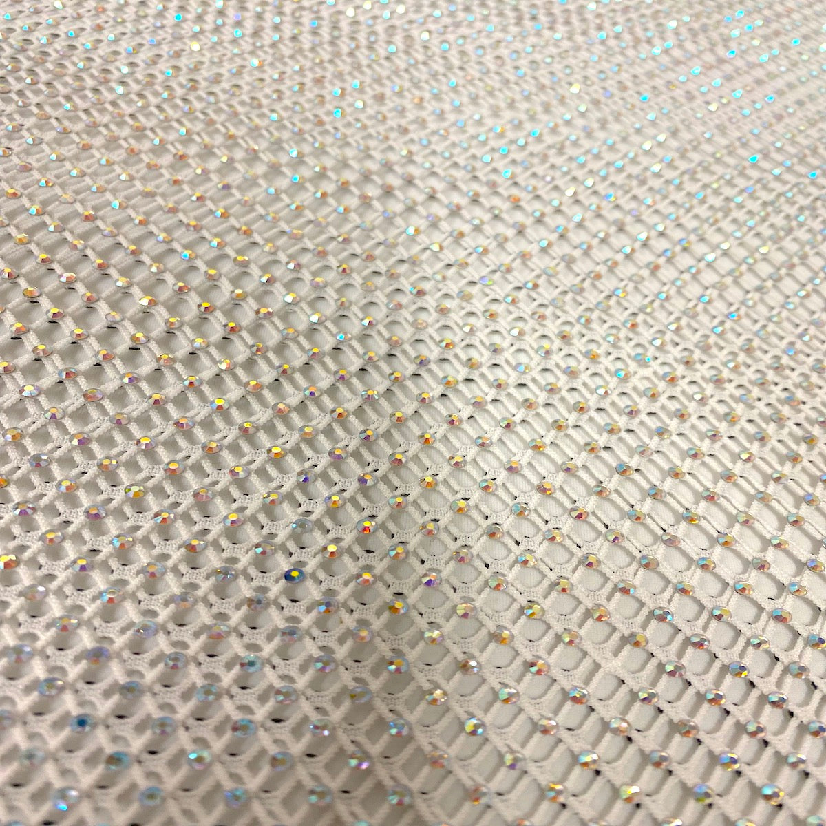 Rhinestone Fishnet Lace Fabric