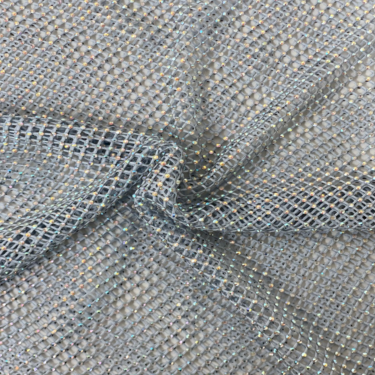 Rhinestone Fishnet Lace Fabric