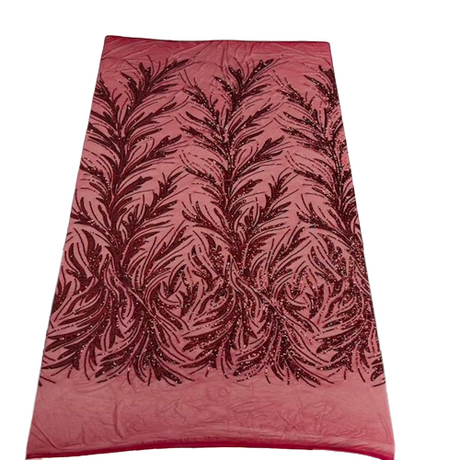 Stretch Sequins Fabric Floral Leaf Mesh