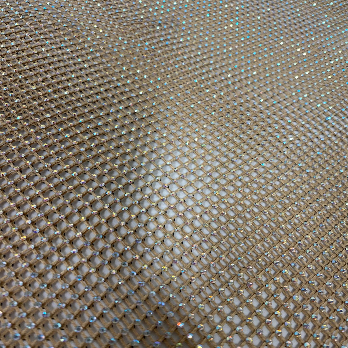 Rhinestone Fishnet Lace Fabric