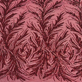 Ariba Floral Leaf Stretch Sequins Fabric - Nylon Spandex Mesh Fabric, 4-Way Stretch, 60" Width, 52" Sequins Width (1 Yard)