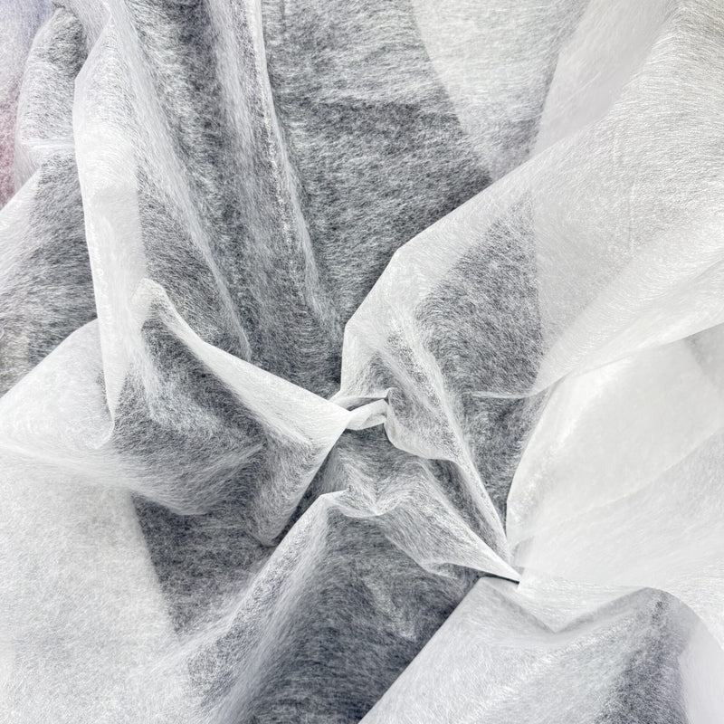 Double Side Fusible Interfacing Polyester Fabric - Lightweight Paper White, 50GSM, 60" Width (1 Yard)