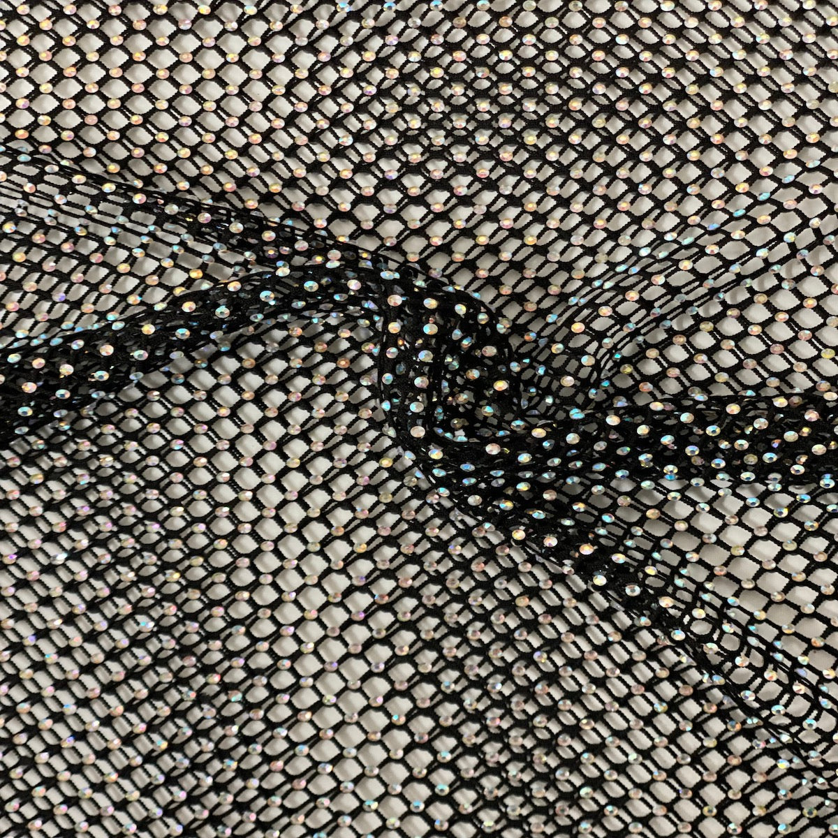 Rhinestone Fishnet Lace Fabric