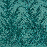 Ariba Floral Leaf Stretch Sequins Fabric - Nylon Spandex Mesh Fabric, 4-Way Stretch, 60" Width, 52" Sequins Width (1 Yard)