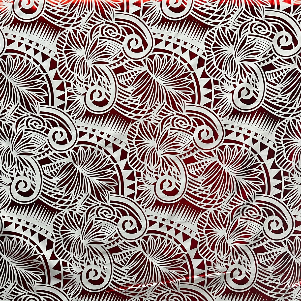 Palm Leaves Traditional Tattoo Polyester Foil Fabric - Foil Printed, Palm Leaves, 60" Width (1 Yard)