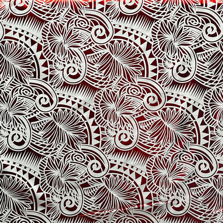 Palm Leaves Traditional Tattoo Polyester Foil Fabric - Foil Printed, Palm Leaves, 60" Width (1 Yard)
