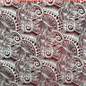 Palm Leaves Traditional Tattoo Polyester Foil Fabric - Foil Printed, Red & Gold, 36" X 60" (1 Yard)
