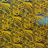Palm Leaves Traditional Tattoo Polyester Foil Fabric - Foil Printed, Palm Leaves, 60" Width (1 Yard)
