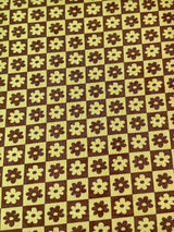 Printed Power Mesh Yellow Floral Checkered