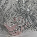 Ariba Floral Leaf Stretch Sequins Fabric - Nylon Spandex Mesh Fabric, 4-Way Stretch, 60" Width, 52" Sequins Width (1 Yard)