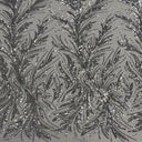 Ariba Floral Leaf Stretch Sequins Fabric - Nylon Spandex Mesh Fabric, 4-Way Stretch, 60" Width, 52" Sequins Width (1 Yard)