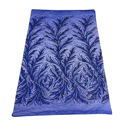 Ariba Floral Leaf Stretch Sequins Fabric - Nylon Spandex Mesh Fabric, 4-Way Stretch, 60" Width, 52" Sequins Width (1 Yard)