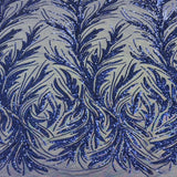 Ariba Floral Leaf Stretch Sequins Fabric - Nylon Spandex Mesh Fabric, 4-Way Stretch, 60" Width, 52" Sequins Width (1 Yard)