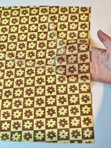 Printed Power Mesh Yellow Floral Checkered