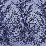 Ariba Floral Leaf Stretch Sequins Fabric - Nylon Spandex Mesh Fabric, 4-Way Stretch, 60" Width, 52" Sequins Width (1 Yard)
