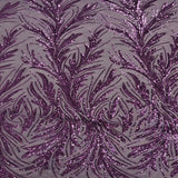 Ariba Floral Leaf Stretch Sequins Fabric - Nylon Spandex Mesh Fabric, 4-Way Stretch, 60" Width, 52" Sequins Width (1 Yard)