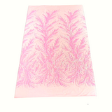 Ariba Floral Leaf Stretch Sequins Fabric - Nylon Spandex Mesh Fabric, 4-Way Stretch, 60" Width, 52" Sequins Width (1 Yard)