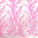 Ariba Floral Leaf Stretch Sequins Fabric - Nylon Spandex Mesh Fabric, 4-Way Stretch, 60" Width, 52" Sequins Width (1 Yard)