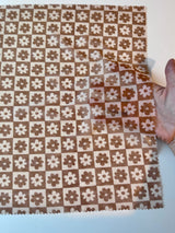 Brown Cream Checkered Power Mesh