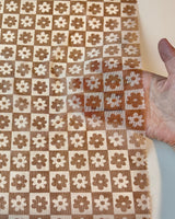 Brown Cream Checkered Power Mesh