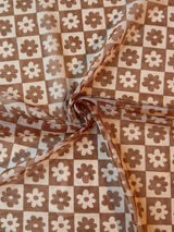 Brown Cream Checkered Power Mesh