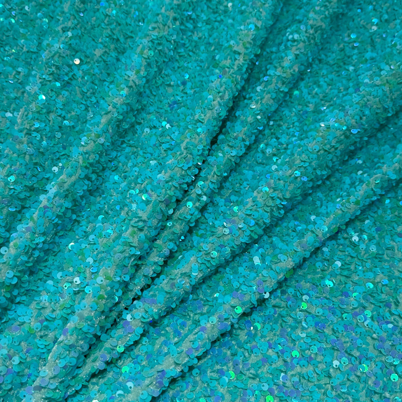 Stretch Sequin on Velvet Tiffany Blue