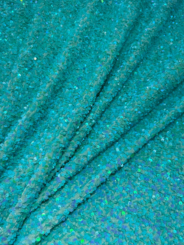 Stretch Sequin on Velvet Tiffany Blue