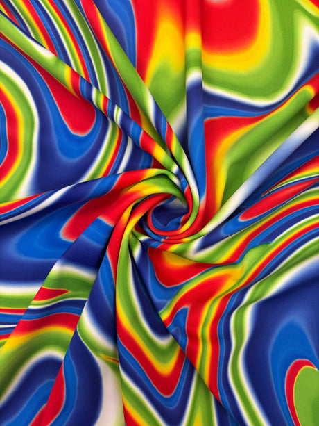Melted Tie Dye Polyester Spandex Fabric - Tie Dye Print, 58"/60" Width (1 Yard)