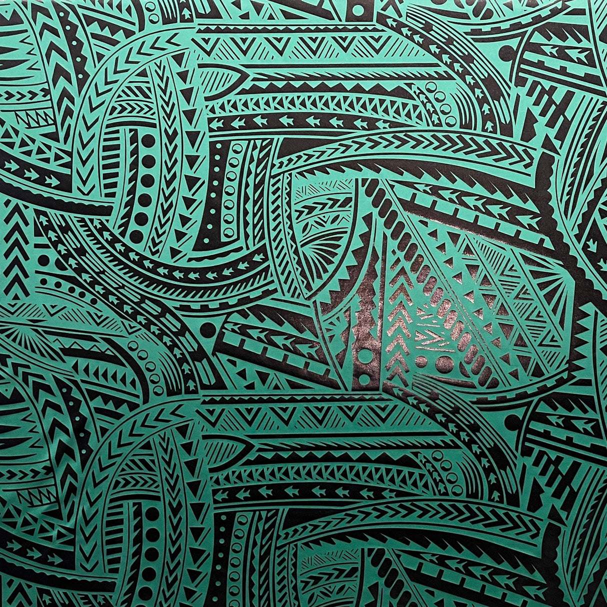 Polyester Foil Fabric Traditional Polynesian Tattoo Design